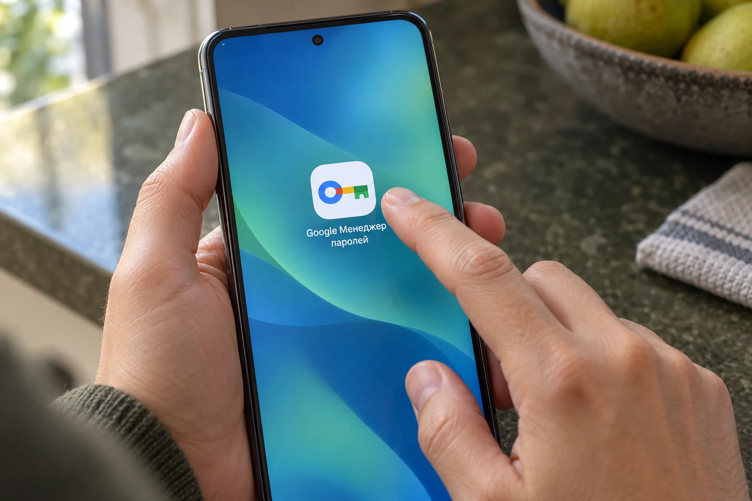 Открытие ярлыка Google Менеджера паролей на домашнем экране Android