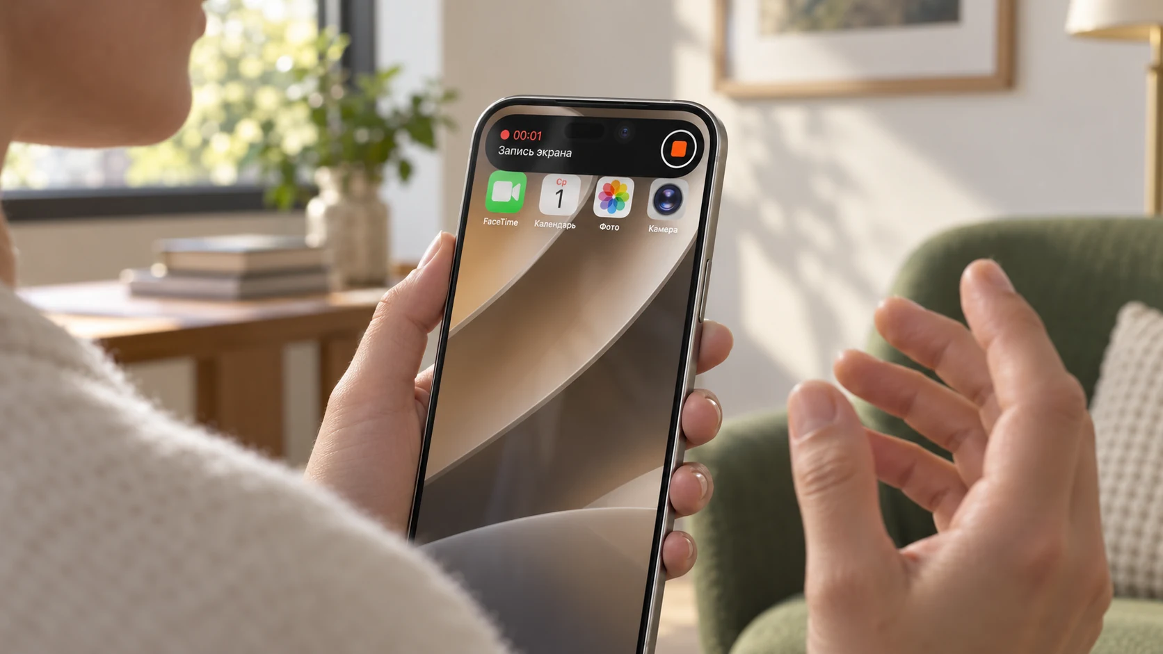Владелец произносит пояснение, оставляя микрофоны iPhone открытыми