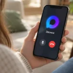 Телефон с логотипом MAX и схематичным обозначением звонка