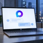 Ноутбук со схемой чатов MAX на рабочем столе