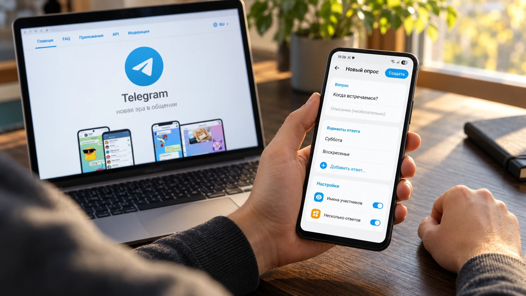 Создание опроса Telegram на Android с выбором вариантов ответа